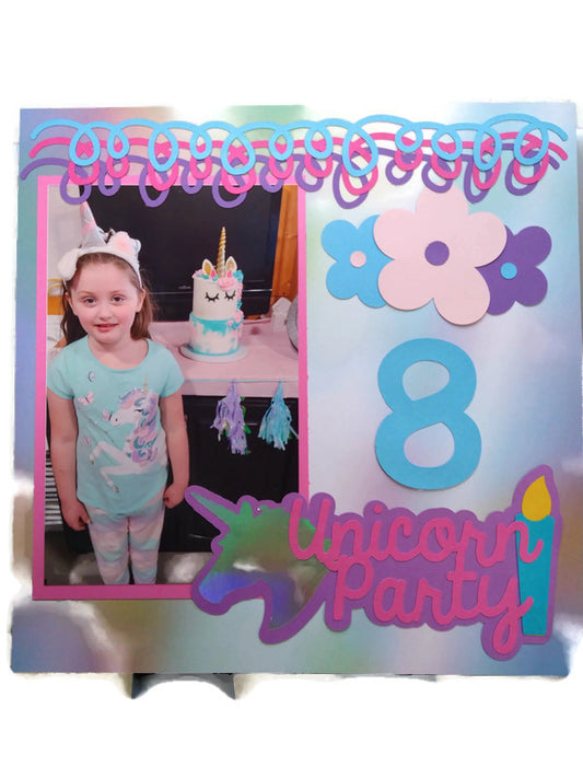 Unicorn Birthday Party Scrapbook Layout