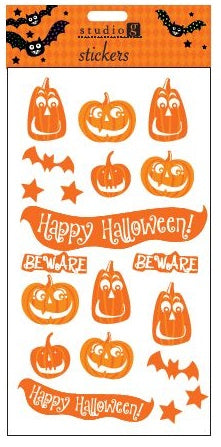 Orange glitter Halloween Stickers