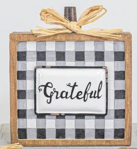 Grateful Picnic Plaid Tabletop Decor sign