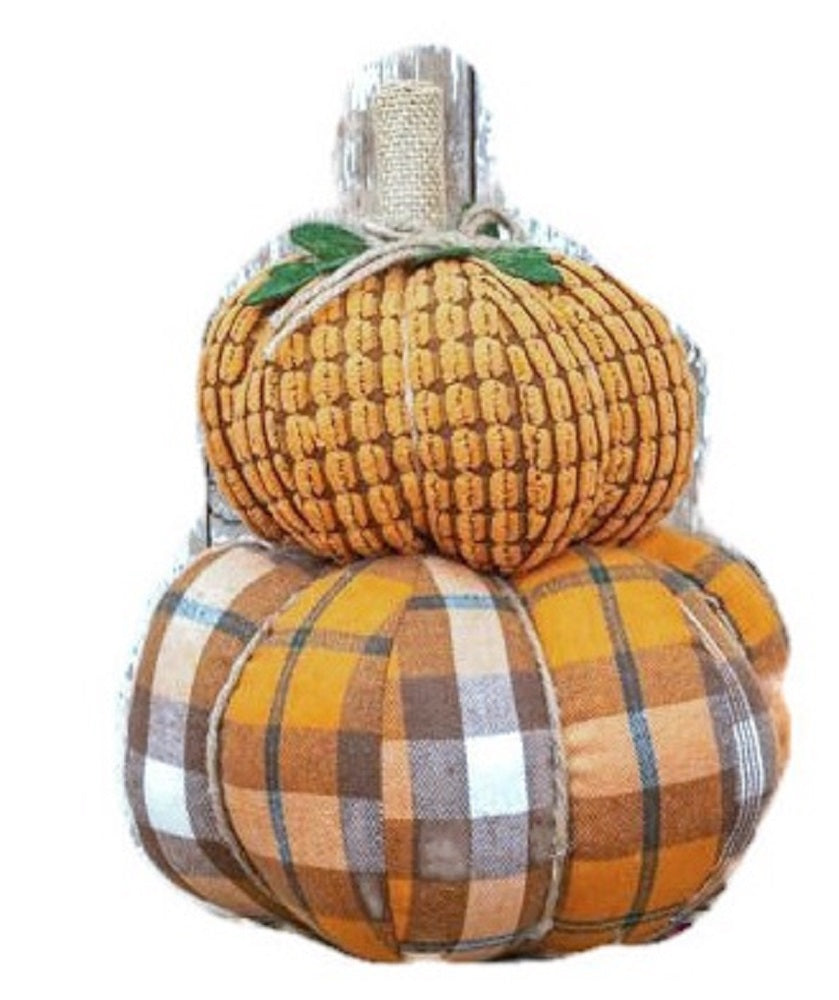 Fall Flannel Stacked Pumpkin Decor