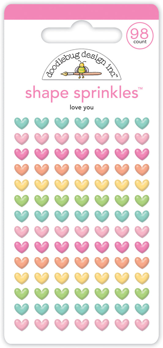 Love You Heart Sprinkle Stickers by Doodlebug Designs