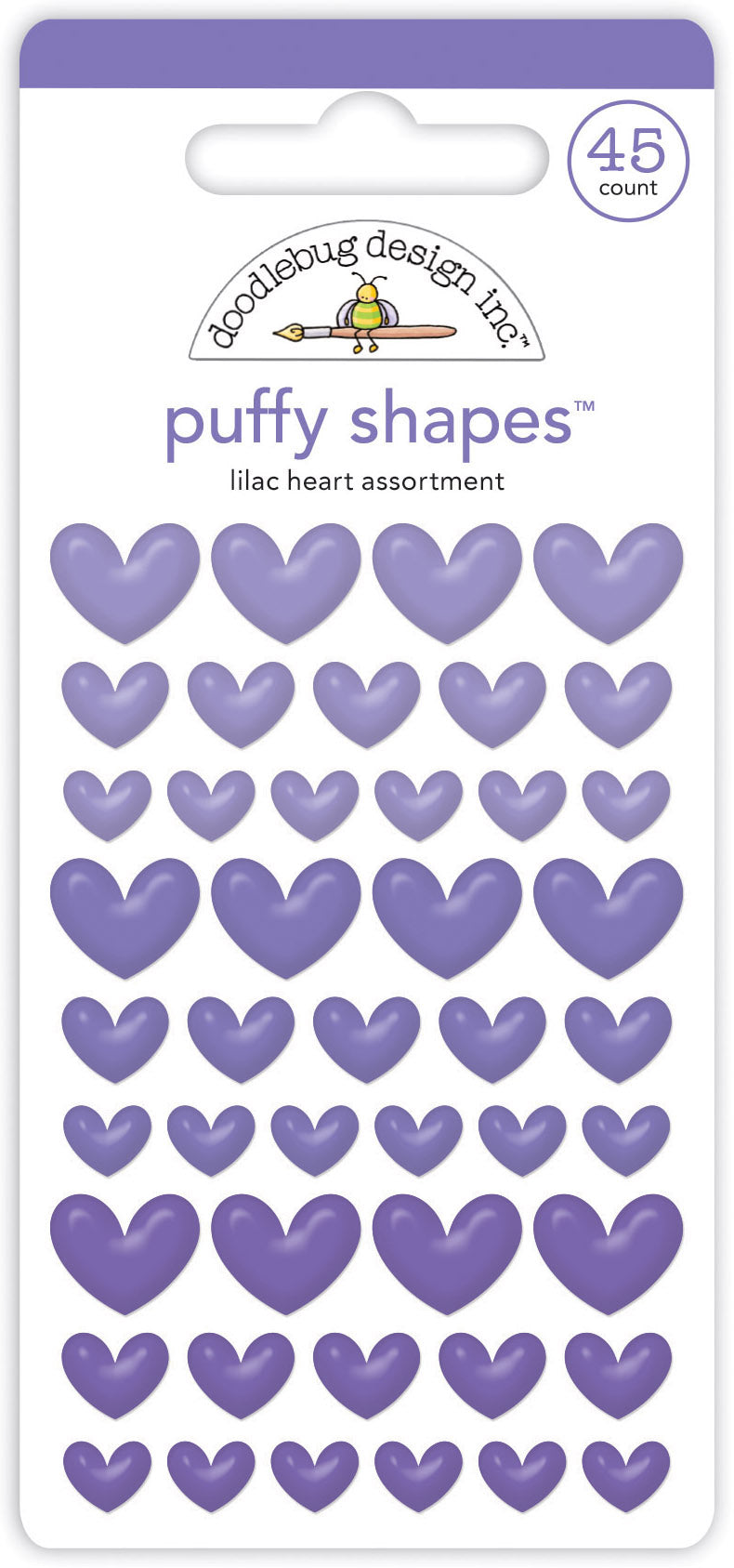 Doodlebug Lilac Puffy Heart Stickers