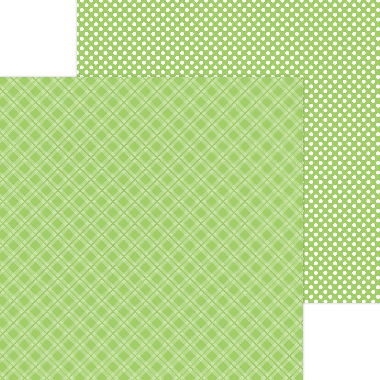 Doodlebug Petite Prints Limeade Dots and Plaids Scrapbook Paper