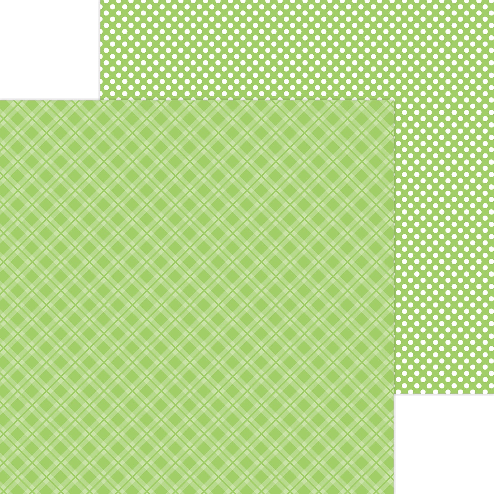 Doodlebug Petite Prints Limeade Dots and Plaids Scrapbook Paper