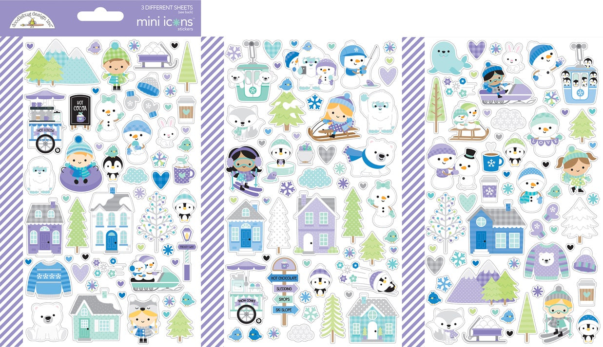 Doodlebug Snow Much Fun Mini Icon Stickers Set