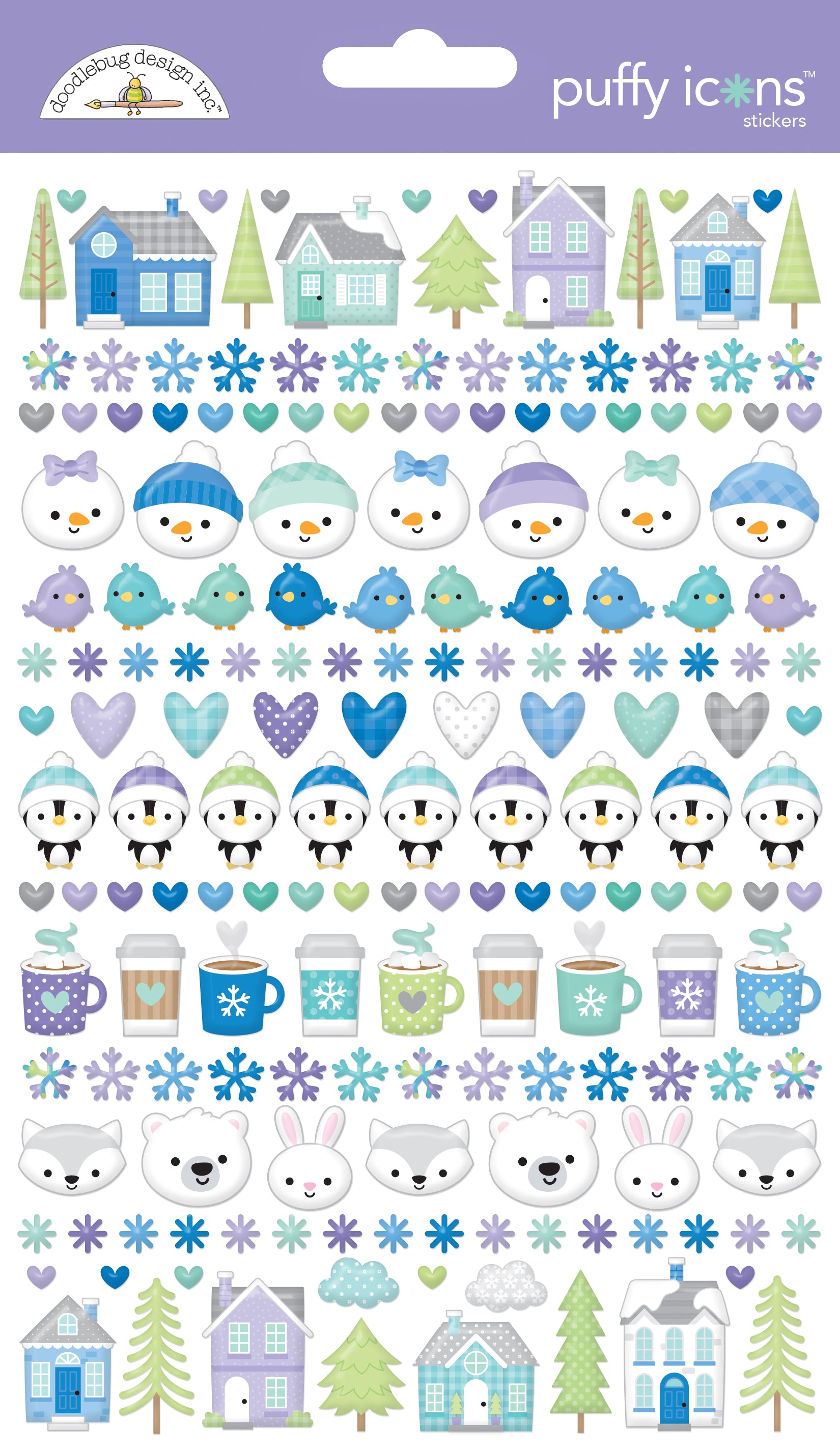 Doodlebug Snow Much Fun Puffy Icon Stickers