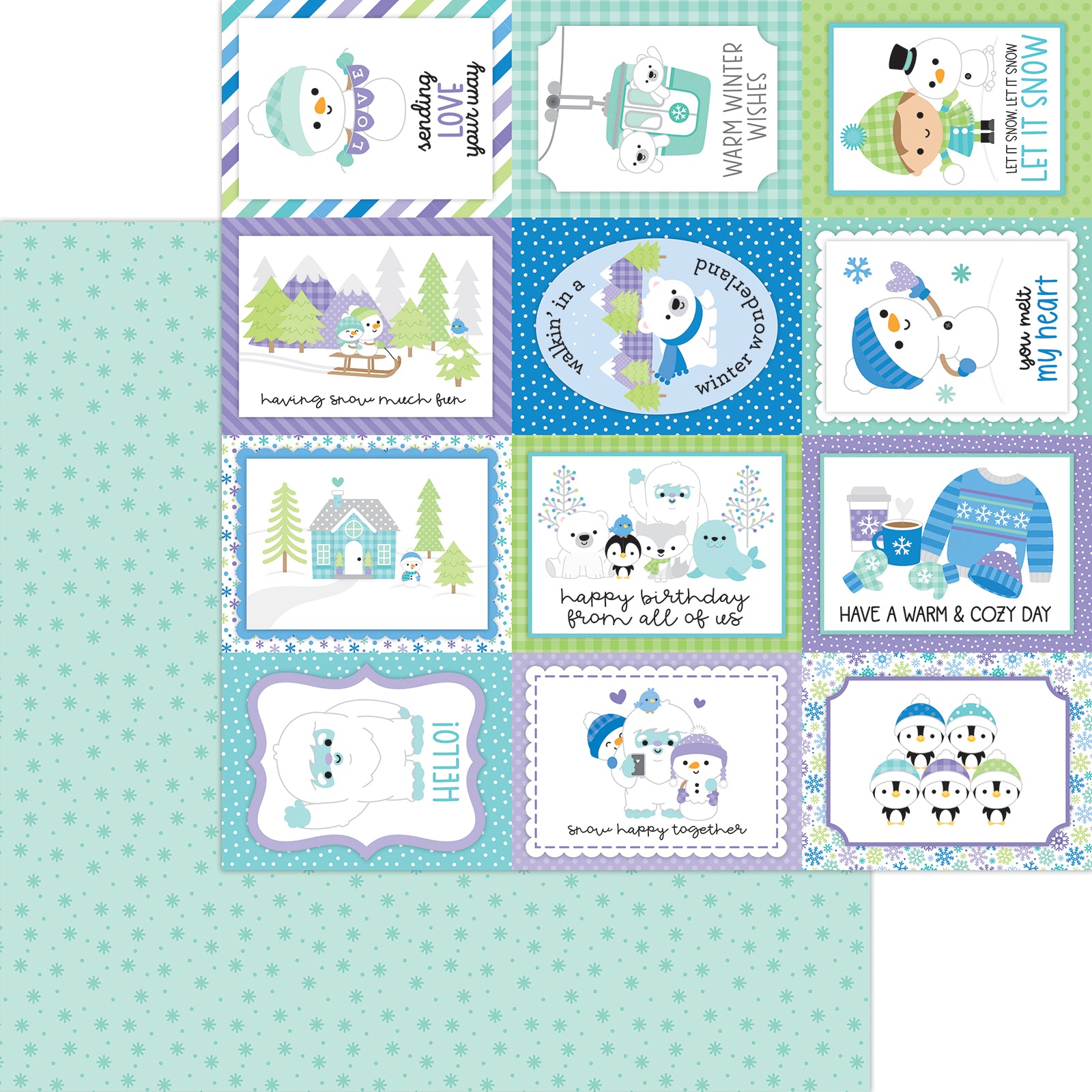 Frozen Flurry Snow Much Fun Scrapbook Paper