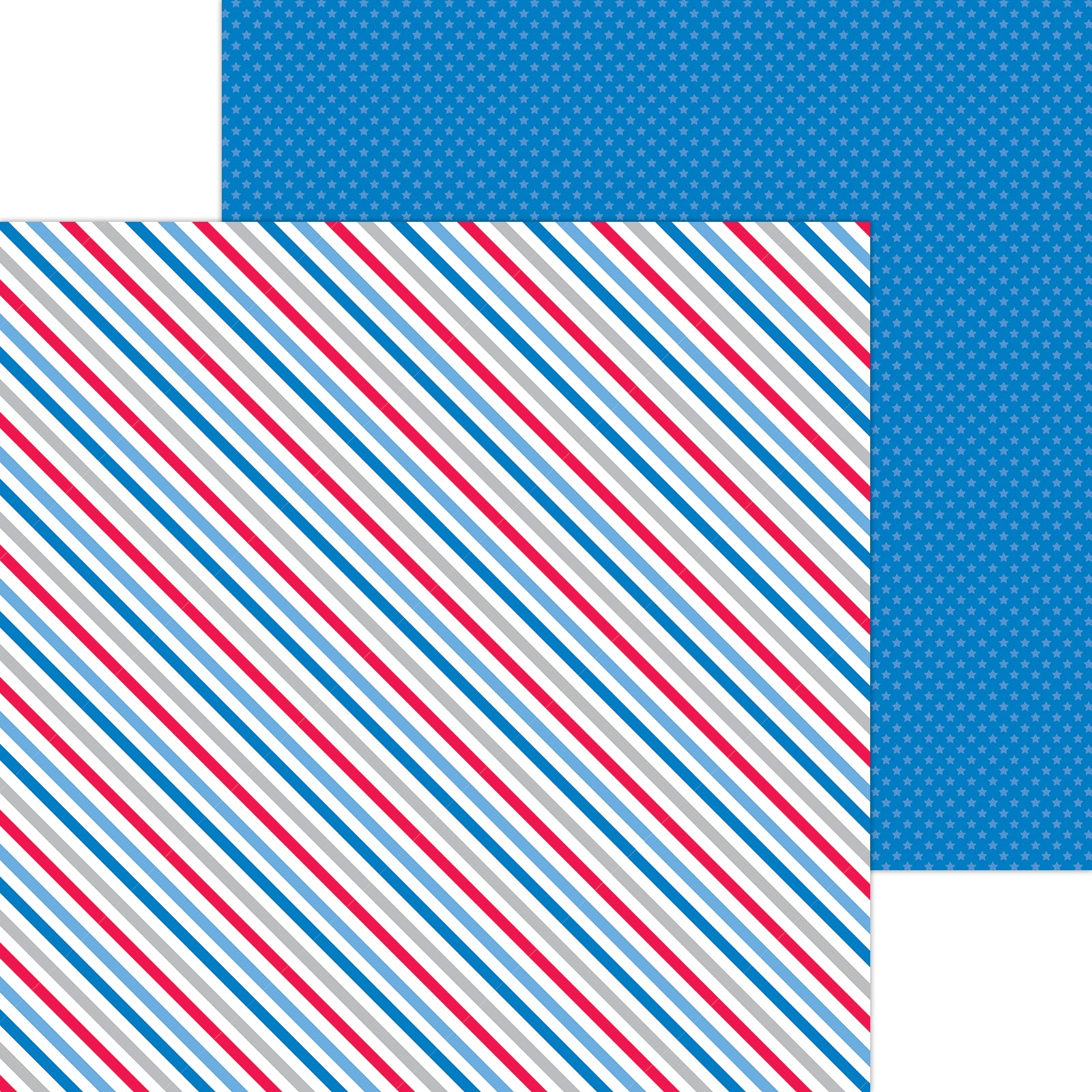 Red White Blue Striped Hometown USA Scrapbook Paper