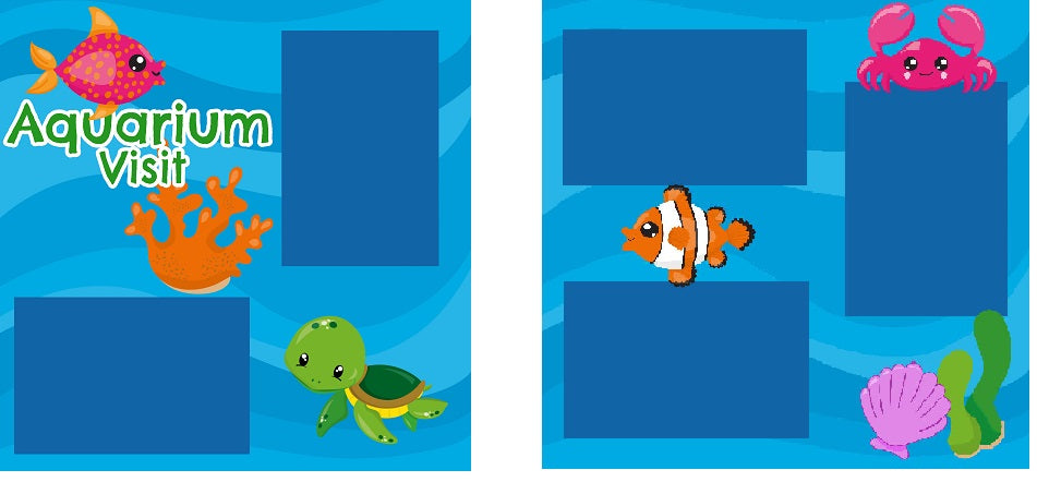 Aquarium Scrapbook Layout Paper Set