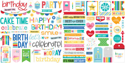 Birthday Bash Ephemera Words - 88 Pieces