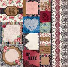 Love & Lace Floral Print 12x12 Scrapbook Paper - 5 Sheets