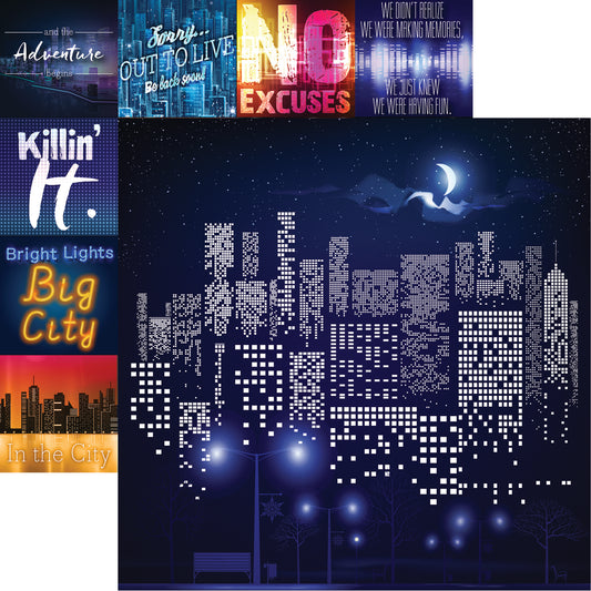 City Lights City Skiyline Scrapbook Paper