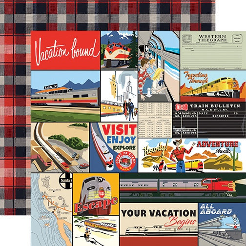 Carta Bella All Aboard Train Scrapbook Paper