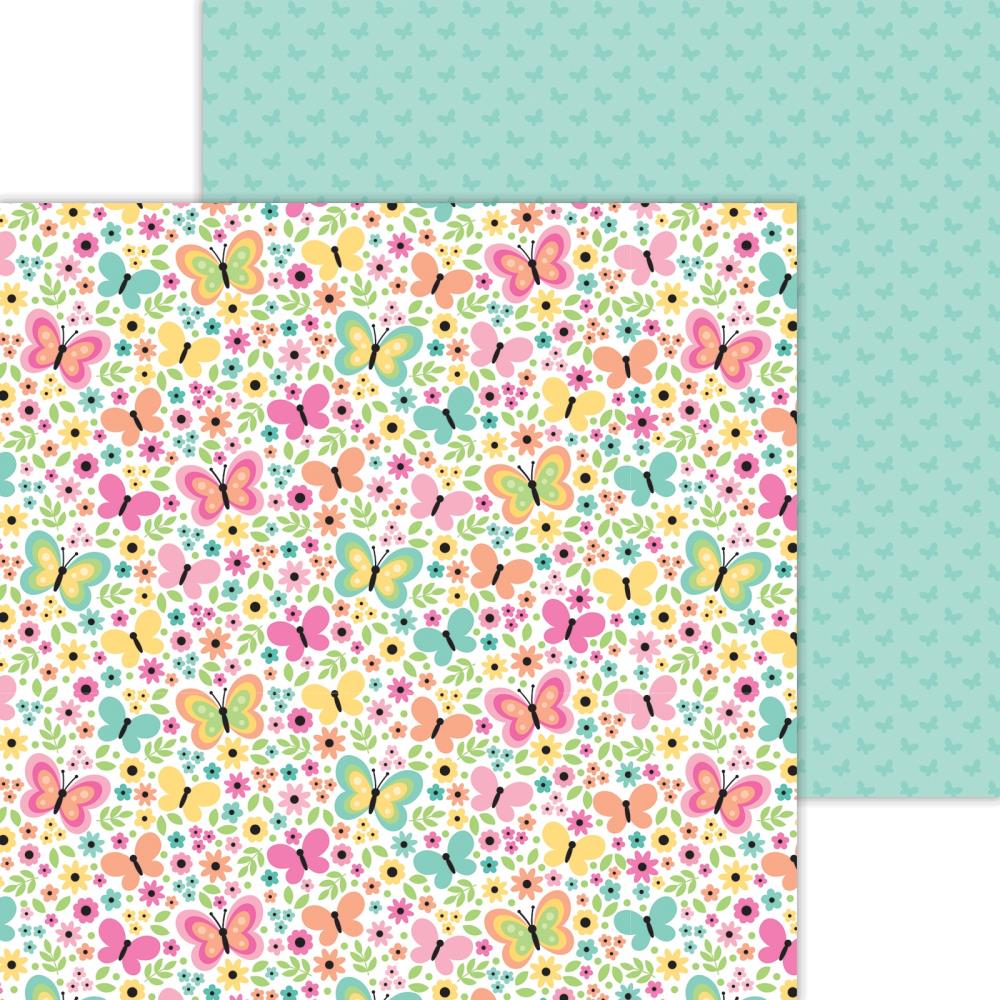 Doodlebug Designs Hello Again Butterfly Garden Scrapbook Paper