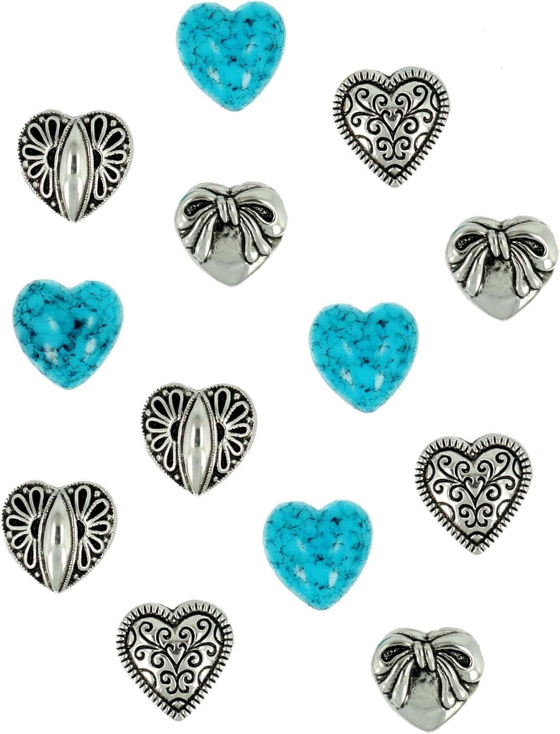 Small Silver Heart Buttons