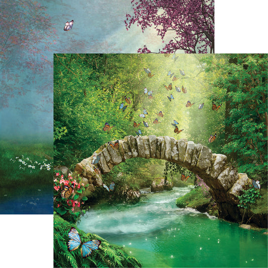 Fantasy Bridge - Enchanted Forest - 12X12 Scrapbook Paper