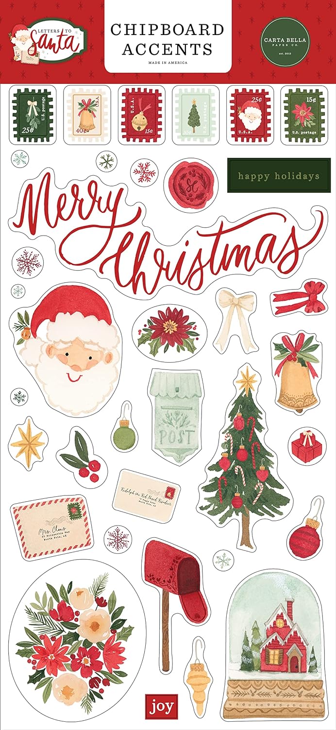 Carta Bella Letters to Santa Chipboard Accents