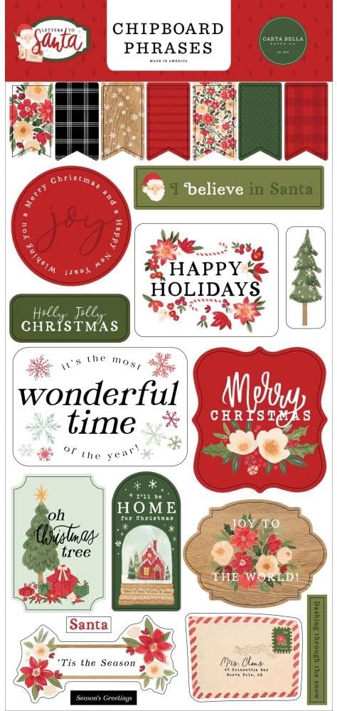 Carta Bella Letters to Santa Chipboard Phrases