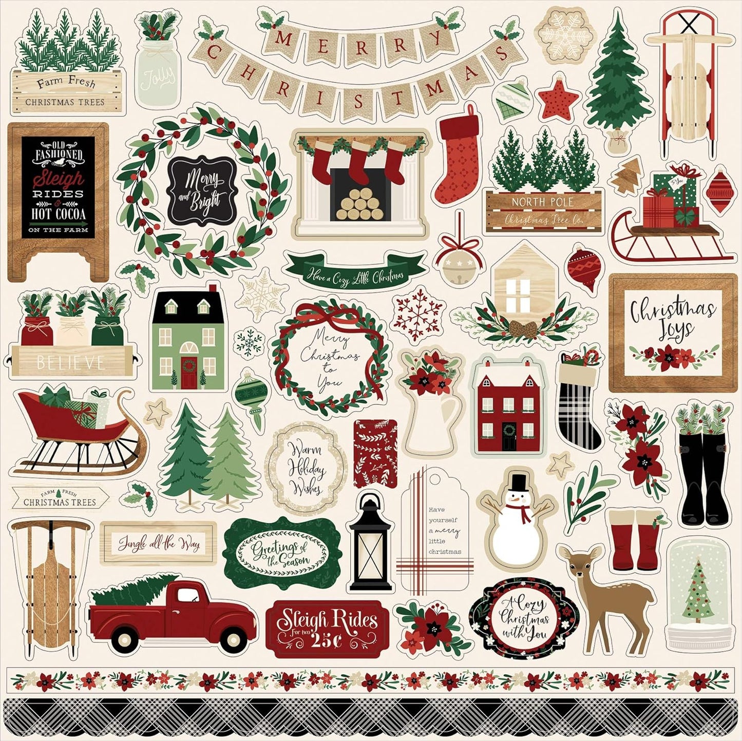 Echo Park A Cozy Christmas Element Stickers