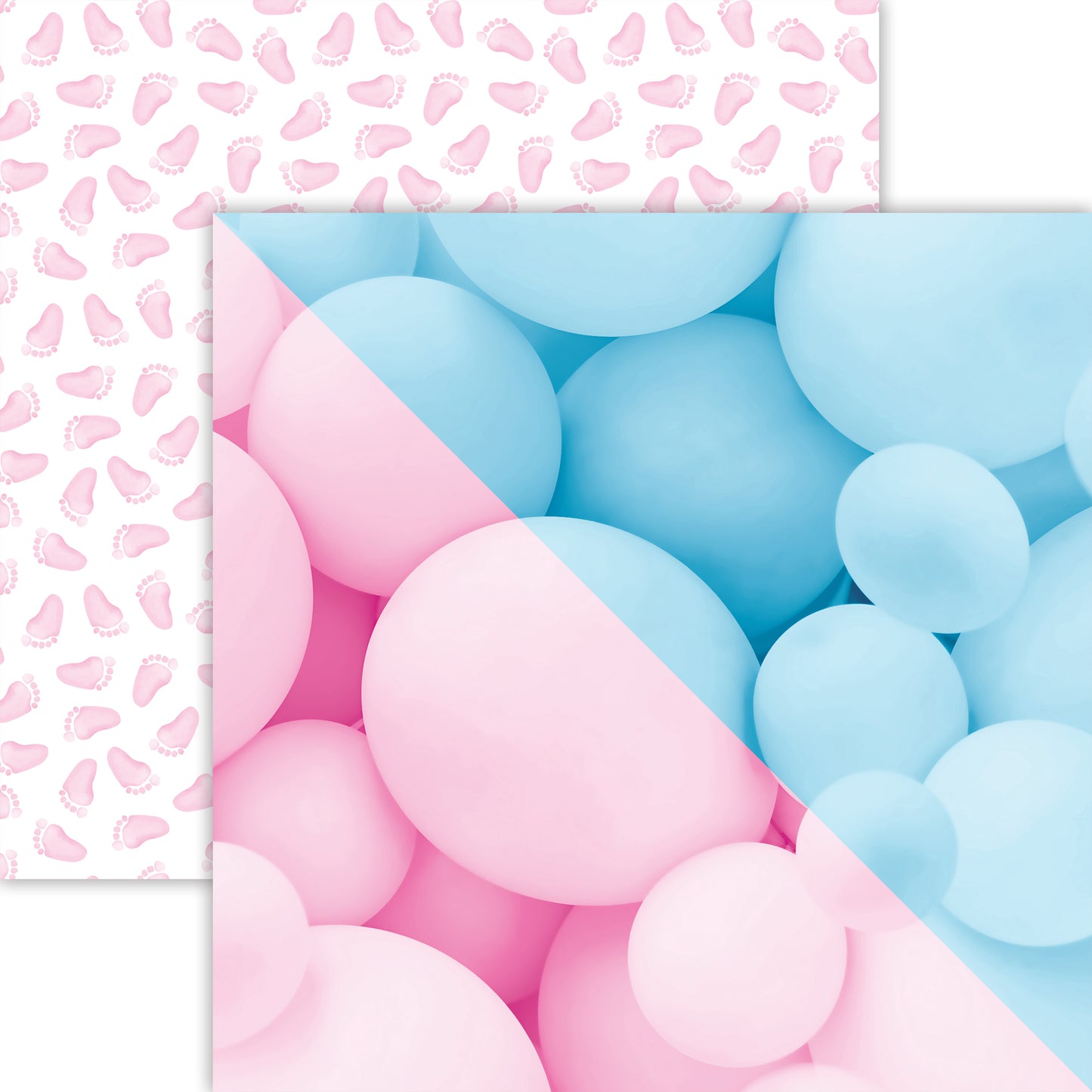 Pastel Balloons Gender Reveal Scrapbook Paper