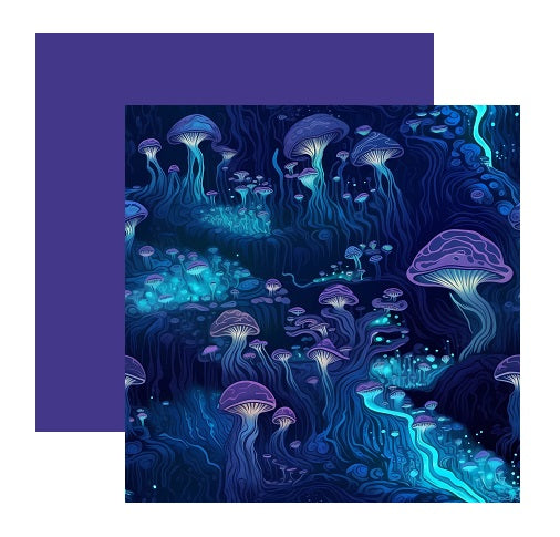 Glowing Mushrooms Scrapbook Paper Style 3