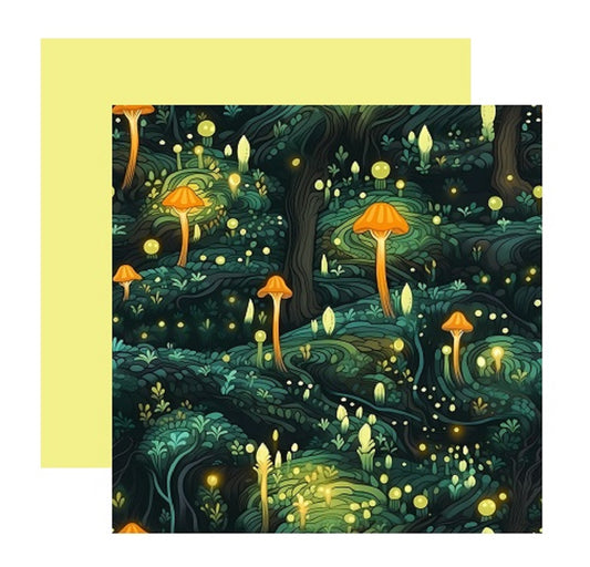 Glowing Mushrooms Scrapbook Paper Style 4