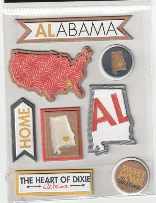 Alabama State Scrapbooking Stickers