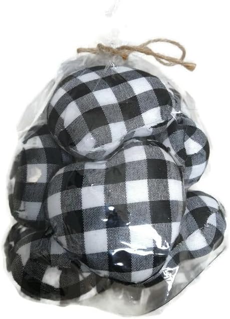 Black and White Plaid Hearts Vase Bowl Filler - 8 Pieces