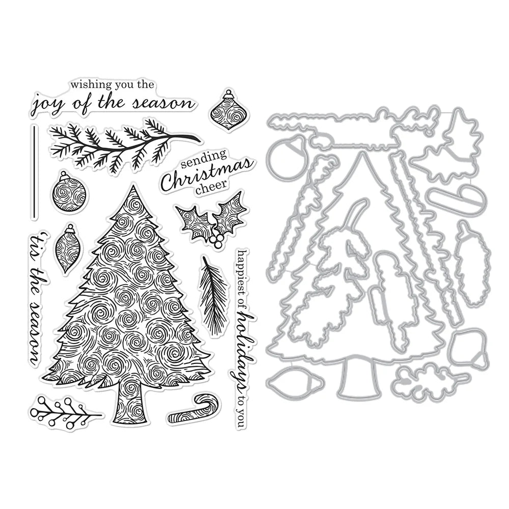 Hero Arts Swirly Christmas Tree Stamps and Die Set