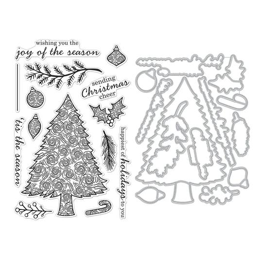 Hero Arts Swirly Christmas Tree Stamps and Die Set