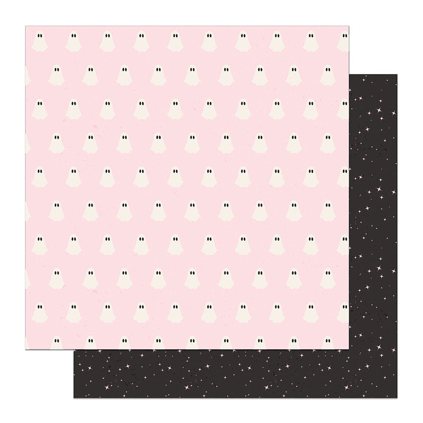 Lil Ghosts - Lil boo Thing 12x12 Pink Halloween Scrapbook Paper