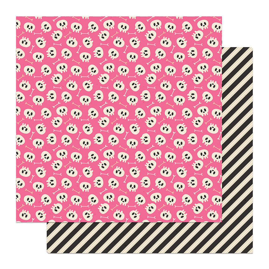 Skulls - Lil boo Thing 12x12 Pink Halloween Scrapbook Paper