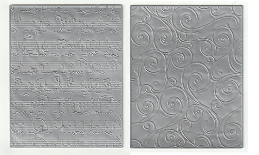 Metal Texture Plate - Double Sided Music Notes and Swirls