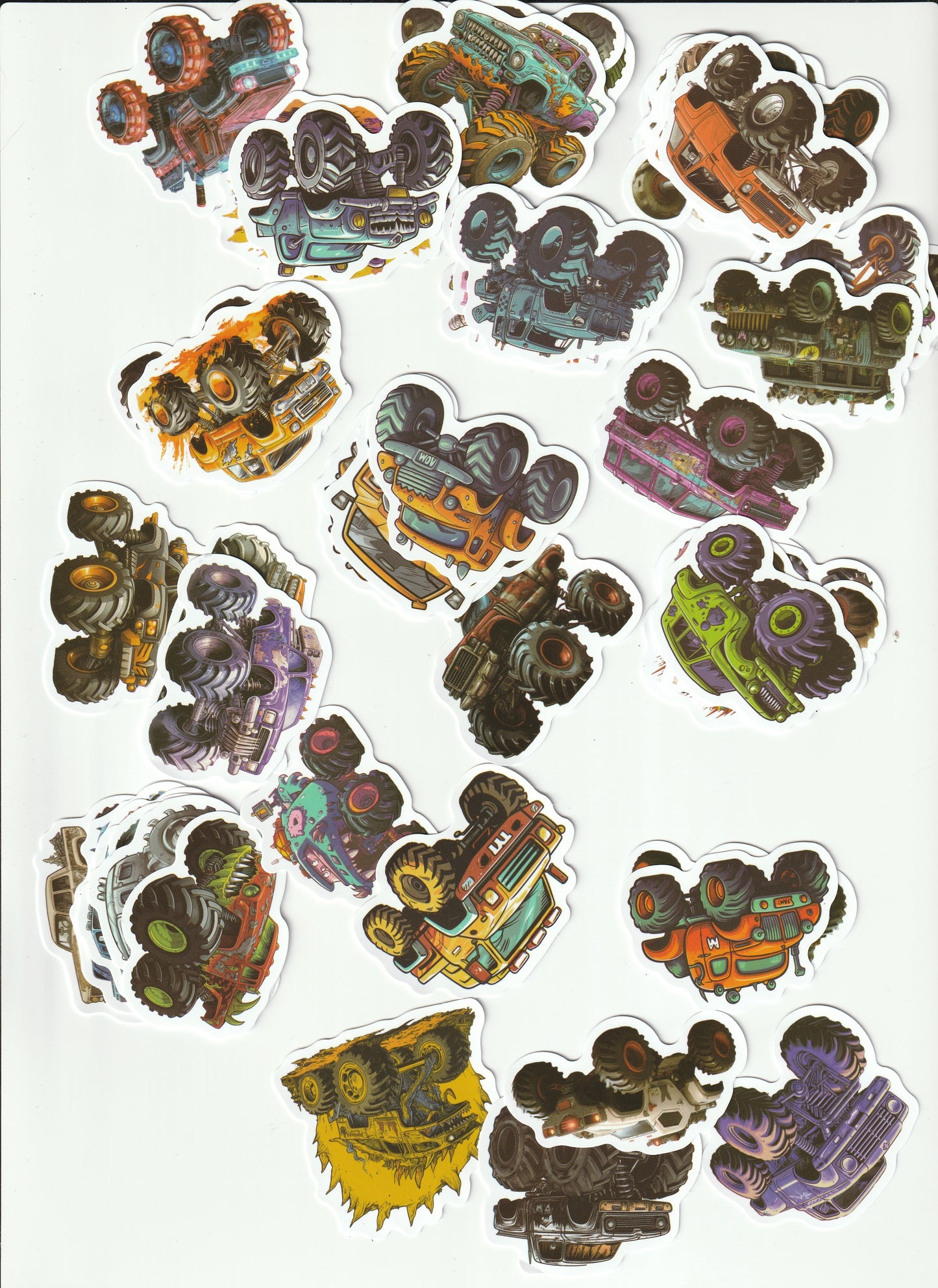 Monster Truck Die Cut Stickers - 50 Pieces