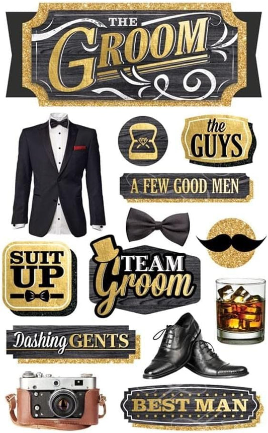 Wedding Groom 3d Stickers Set - 14 Pieces