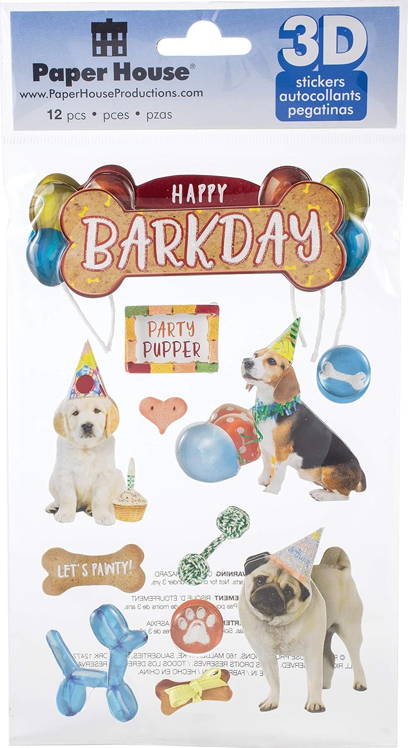 Paper House Happy Bark Day 3d Stickers