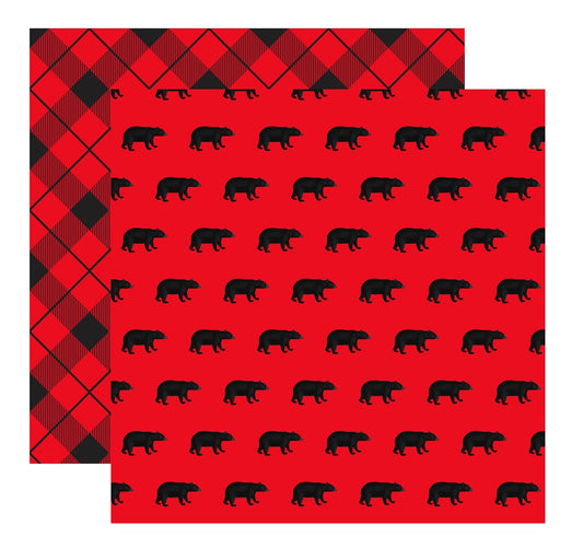 Lumberjack Bear Plaid Scrapbook Paper