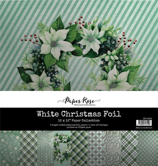 Paper Rose White Christmas Foil 12x23 Paper Pack