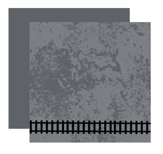 Train Tracks on Gray Grunge Scrapbook Paper