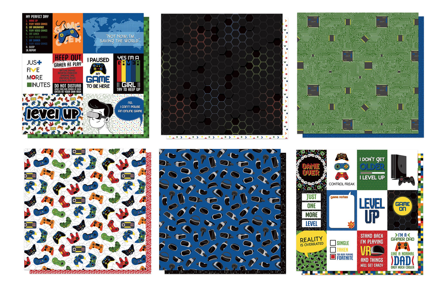 Video Gamer Scrapbook Papers Set