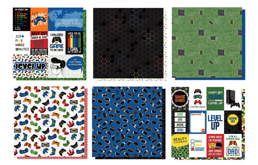 Video Gamer Scrapbook Papers Set