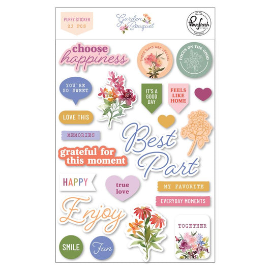 PinkFresh Garden Bouquet Puffy Stickers