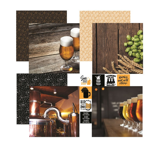 Reminisce Beer 30 Scrapbook Papers Set