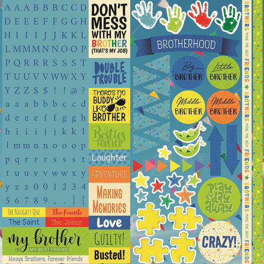 Brothers Scrapbook Stickers Sheet 12x12