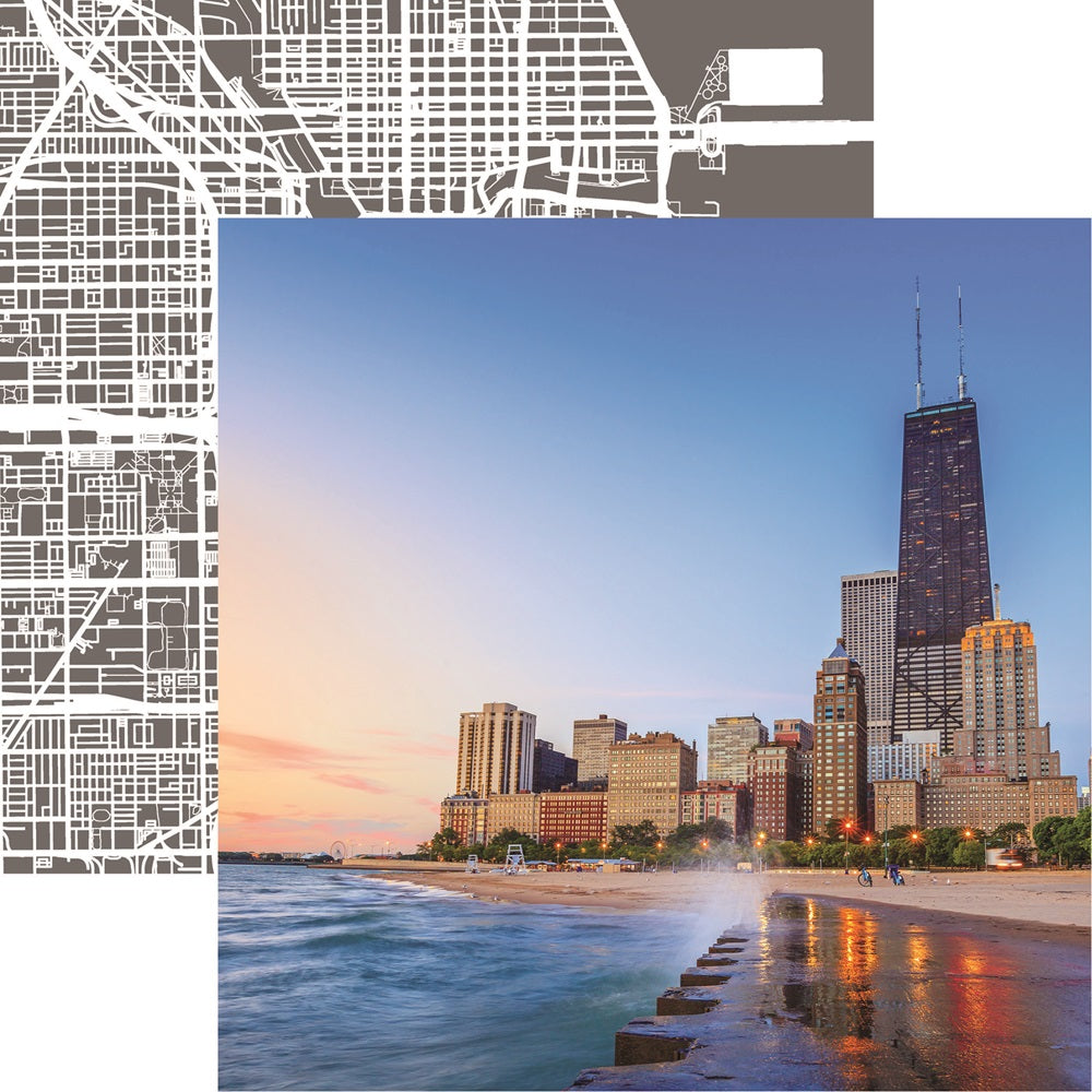 Reminisce Chicago Shoreline Scrapbook Paper