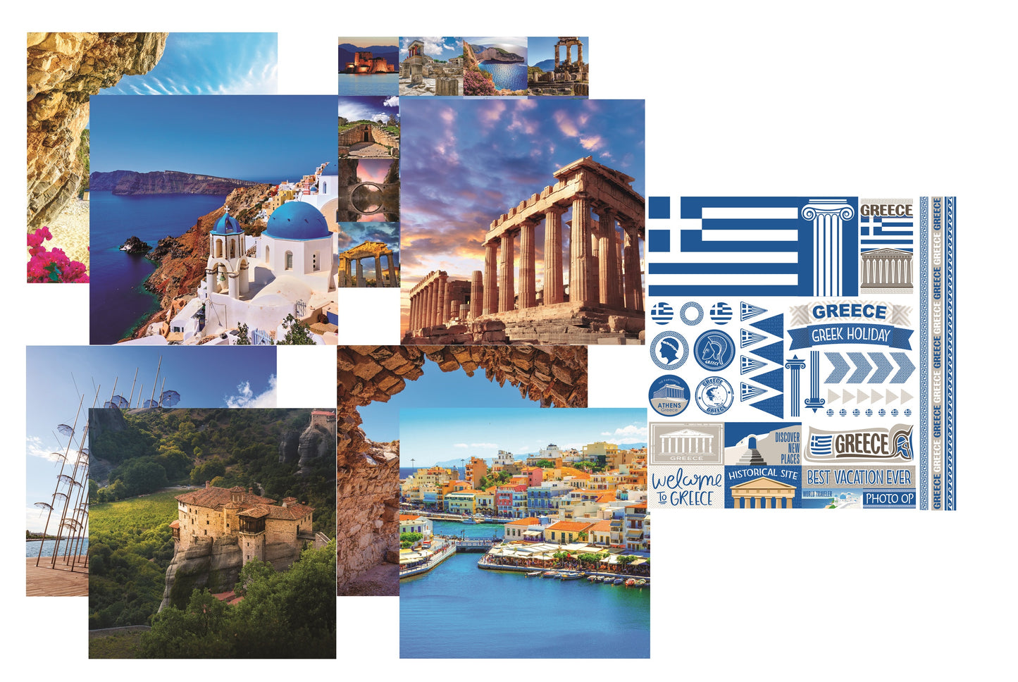 Reminisce Greece Scrapbook Papers and Stickers Set