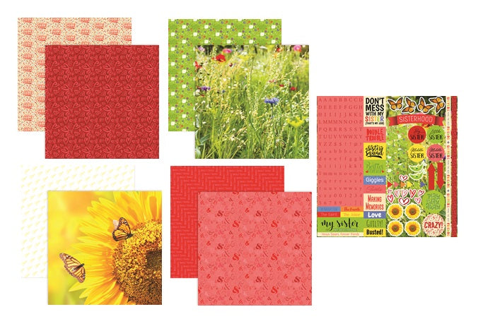 Reminisce Sisters Scrapbook Papers and Stickers Set