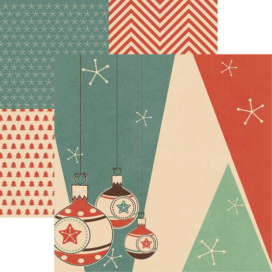 Reminisce Vintage Christmas Ornaments Scrapbook paper