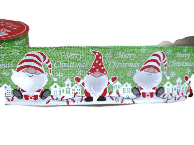 Merry Christmas Gnomes Ribbon