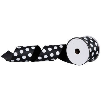 Black and White Polka Dot Wired Ribbon